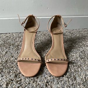 Pale Pink Ankle Strap Heeled Sandals